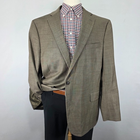 Stafford Men's Sport Coat Blazer Two Button Brown Wool Blend Brown 50R Classic